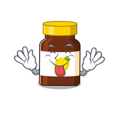 Sticker - Funny bottle vitamin c cartoon design with tongue out face