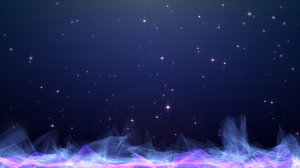 Leinwandbilder - Planet Low Poly Land Science Space Fiction Texture Background. Shiny Glow Stars Falling To Wondering Universe Area Illustration.