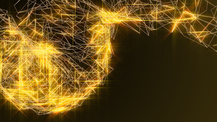 Fototapete - Abstract Sphere Object Shape Line Node Dot Polygonal Structure Cyberspace Technology Illustration Background.