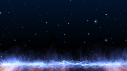Leinwandbilder - Planet Low Poly Land Science Space Fiction Texture Background. Shiny Glow Stars Falling To Wondering Universe Area Illustration.