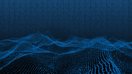 Leinwandbilder - Digital Dynamic Particle Element Technology Wireframe Illustration Background.