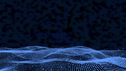 Aufkleber - Digital Dynamic Particle Element Technology Wireframe Illustration Background.