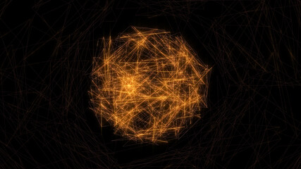 Fototapete - Abstract Sphere Object Shape Line Node Dot Polygonal Structure Cyberspace Technology Illustration Background.