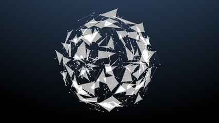 Fototapete - Abstract Sphere Object Shape Line Node Dot Polygonal Structure Cyberspace Technology Illustration Background.