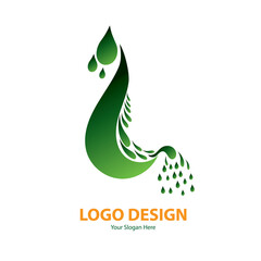 Wall Mural - Vector logo green water design in eps 10. Simple template and ready to use.