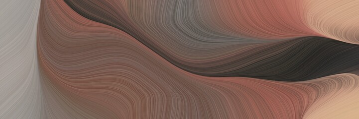 Poster - flowing decorative curves banner design with pastel brown, dark gray and tan colors. can be used as poster, card or background graphic