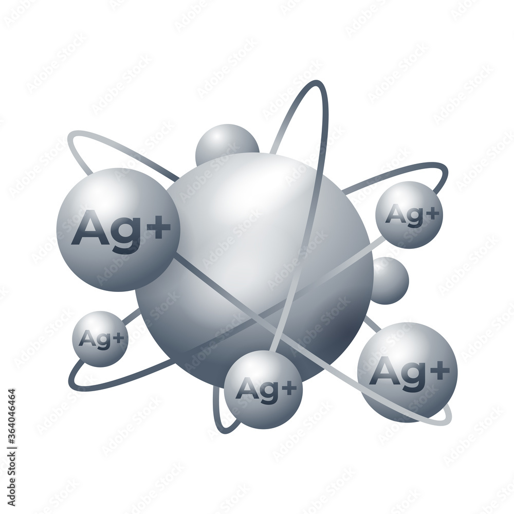 Vettoriale stock di Silver ions emblem - Ag plus molecule antibacterial ...