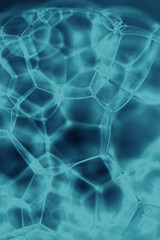 Aufkleber - Close up Beautiful blue abstract soap bubbles. Background pattern for design. Macro photography view.