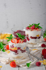 Wall Mural - Granola yogurt fruits