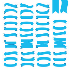 Wall Mural - blue ribbons banners. flat blue ribbons set vector
