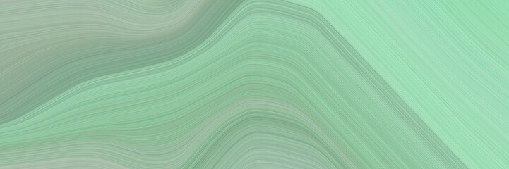 Aufkleber - abstract moving horizontal banner with dark sea green, pastel blue and ash gray colors. fluid curved lines with dynamic flowing waves and curves for poster or canvas