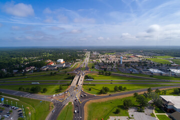 Wall Mural - aerial view of a diverging diamond in Alabama 