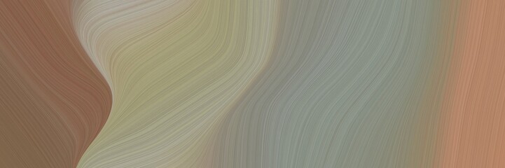 Leinwandbilder - abstract colorful designed horizontal header with gray gray, pastel brown and rosy brown colors. fluid curved flowing waves and curves for poster or canvas