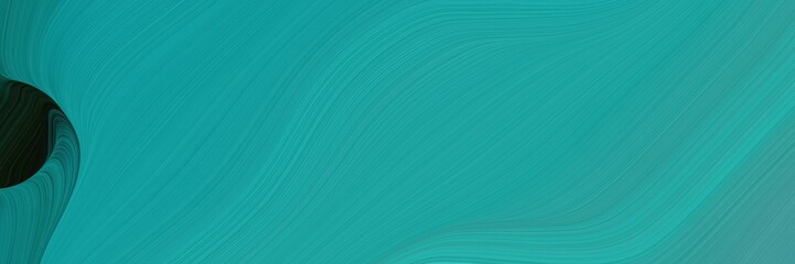 Aufkleber - abstract modern designed horizontal header with light sea green, very dark green and blue chill colors. fluid curved lines with dynamic flowing waves and curves for poster or canvas