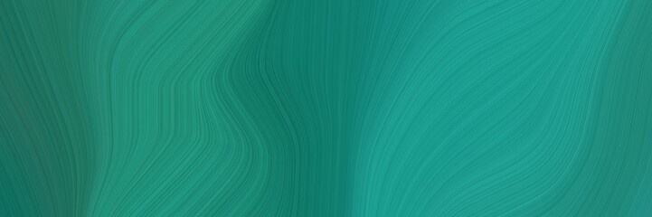 Aufkleber - abstract colorful designed horizontal header with teal, dark cyan and light sea green colors. fluid curved flowing waves and curves for poster or canvas