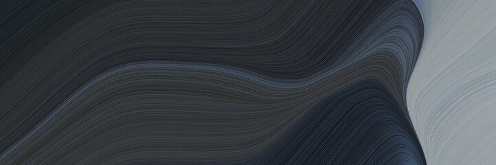 Fototapete - abstract modern designed horizontal header with very dark blue, dark gray and dark slate gray colors. fluid curved flowing waves and curves for poster or canvas