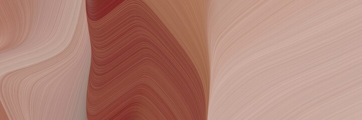 Fototapete - abstract surreal designed horizontal header with rosy brown, saddle brown and sienna colors. fluid curved lines with dynamic flowing waves and curves for poster or canvas