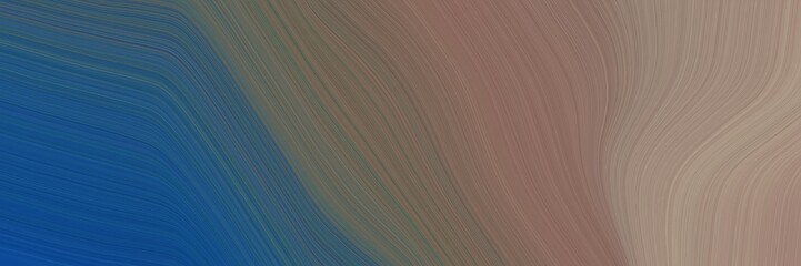 Aufkleber - abstract modern designed horizontal header with pastel brown, teal blue and dim gray colors. fluid curved lines with dynamic flowing waves and curves for poster or canvas