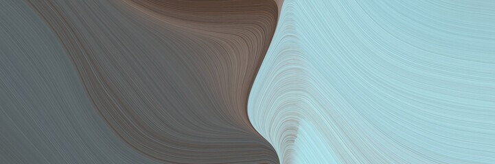 Poster - abstract decorative horizontal banner with pastel blue, dim gray and dark gray colors. fluid curved flowing waves and curves for poster or canvas