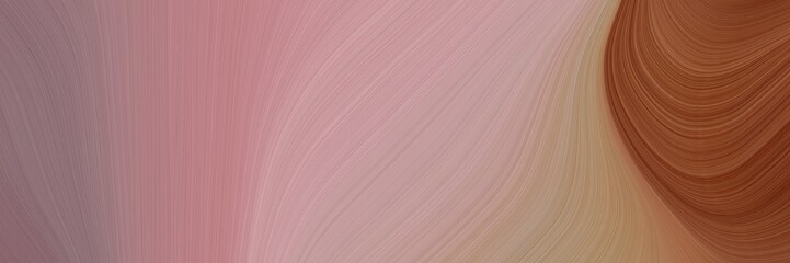 Poster - abstract colorful horizontal banner with rosy brown, saddle brown and old lavender colors. fluid curved lines with dynamic flowing waves and curves for poster or canvas