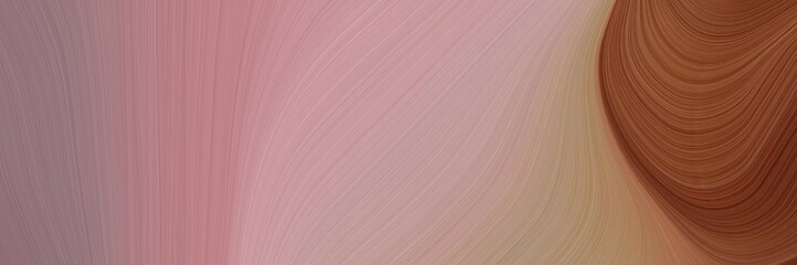 Poster - abstract moving horizontal banner with rosy brown, saddle brown and pastel brown colors. fluid curved flowing waves and curves for poster or canvas