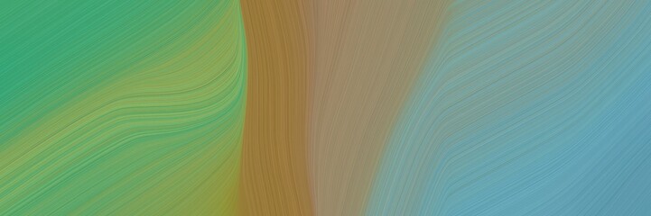 Poster - abstract colorful banner with gray gray, cadet blue and medium sea green colors. fluid curved lines with dynamic flowing waves and curves for poster or canvas