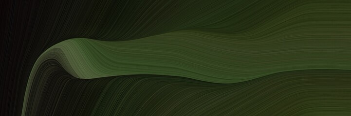 Fototapete - abstract flowing banner design with very dark green, dark slate gray and dark olive green colors. fluid curved lines with dynamic flowing waves and curves for poster or canvas