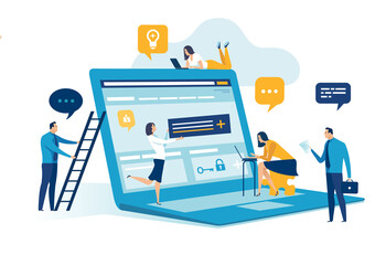 Web development concept. Web development team vector illustration.