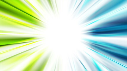 Bright blue and green glowing beams abstract background