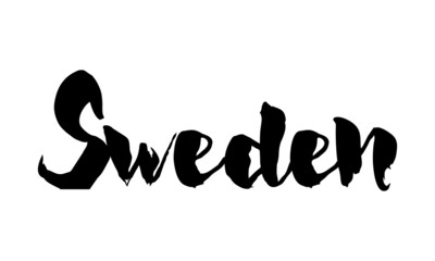 Sweden Country Name Handwritten Text Calligraphy