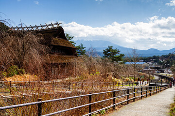 Wall Mural - Saiko Iyashi no Sato Nenba Folk Village at Saiko lake. Old historical village near Mount Fuji, Five lakes district, Japan