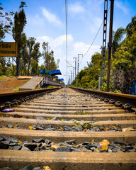 a railway track and station