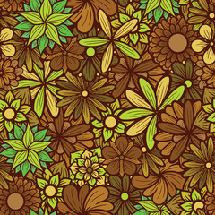 Wall Mural - Hand Drawn Flower Illustration in a Seamless Pattern