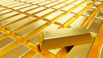 Wall Mural - Gold bars background 3D Render