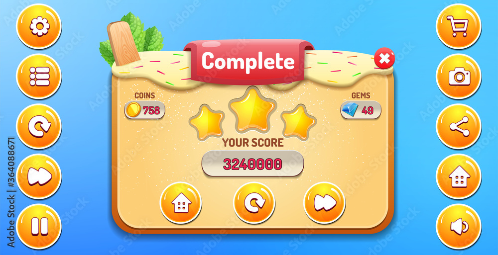 Candy Game UI menus popup Stock Vector | Adobe Stock