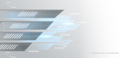 Banner blue geometric lines overlapping layer movement on gray background with copy space for text.