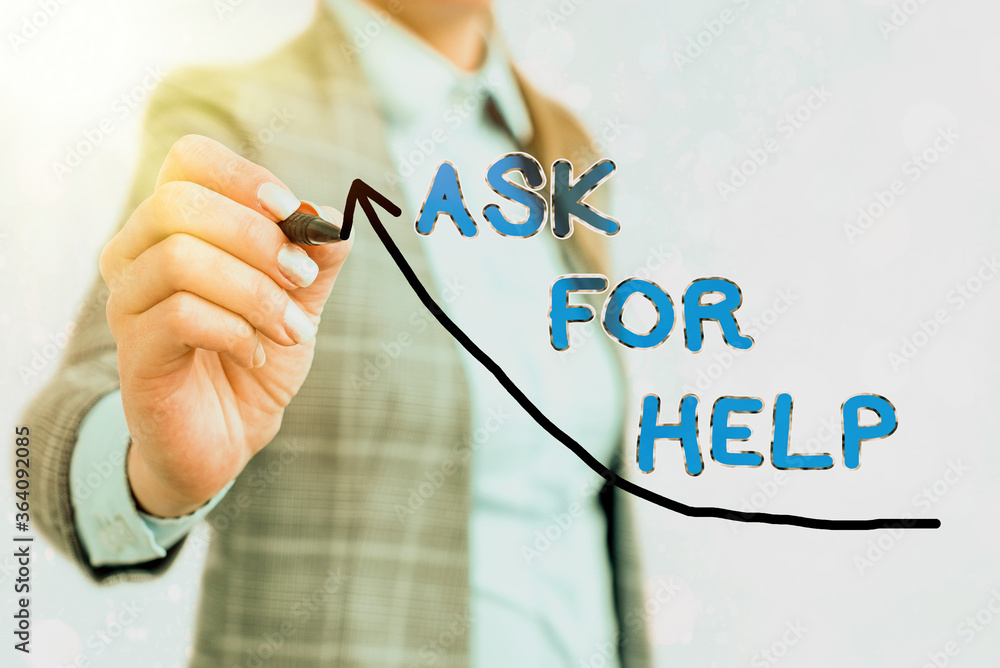 Writing note showing Ask For Help. Business concept for put a question ...