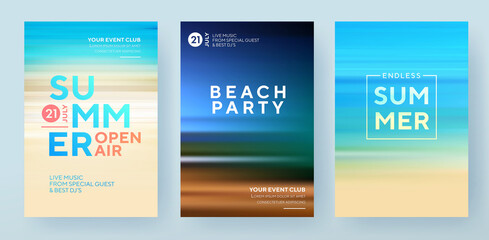 summer backgrounds set. creative posters or banners design with gradients in summer colors. ocean ho