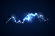 Beautiful thunderstorm isolated on dark background. Realistic lightning speed for thunder and lightning design.