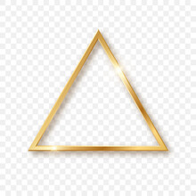 Golden Triangle Geometric Element. Frame With Light Effects. Vector Illustration