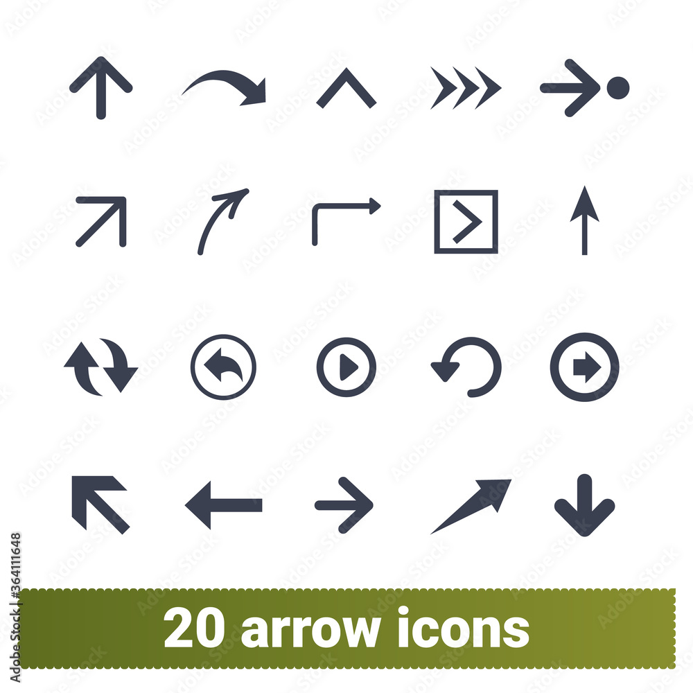 Arrow icon set. Vector collection of direction symbols. IVector set of ...