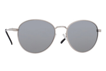 Canvas Print - Sunglasses with a silver frame and mirror lens isolated on white background.