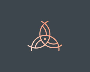 Abstract three fishes logo icon minimal style illustration. Universal sea food marine icon symbol creative line vector logotype