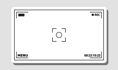 Wall Mural - Camera screen template isolated on gray background