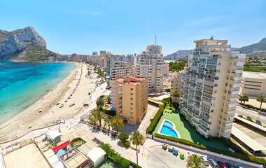 Wall Mural - Calpe cityscape and sandy beach. Costa Blanca, Spain