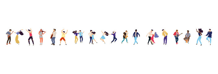 Wall Mural - Dancing people vector isolated illustration. Musicians flat illustration