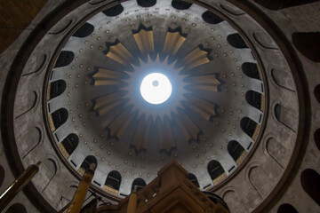 Jerusalem, Israel, January 29, 2020: The ceiling over Christ grave in the holy church in Jerusalem,