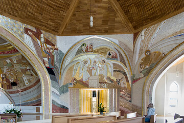 Częstochowa, Poland, June 23, 2020: Mosaic at the Shrine of Divine Mercy in the Valley of Divine Mercy