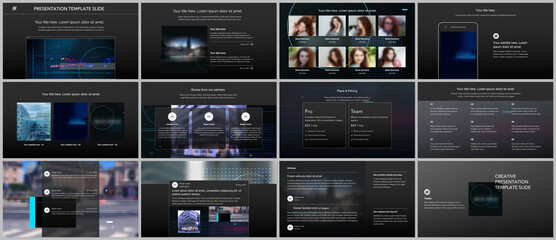 Vector templates for website design, presentations, portfolio. Templates for trendy technology design modern electro music presentation slides, flyer, leaflet, brochure cover, annual report.