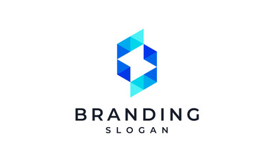 Modern S Logo -  Digital Blue Letter S Design Template